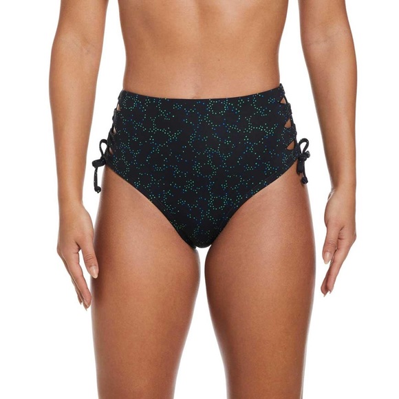 Nike Swim High Waist Cheeky Bikini Brief Black Green Blue Women size M - Picture 4 of 9
